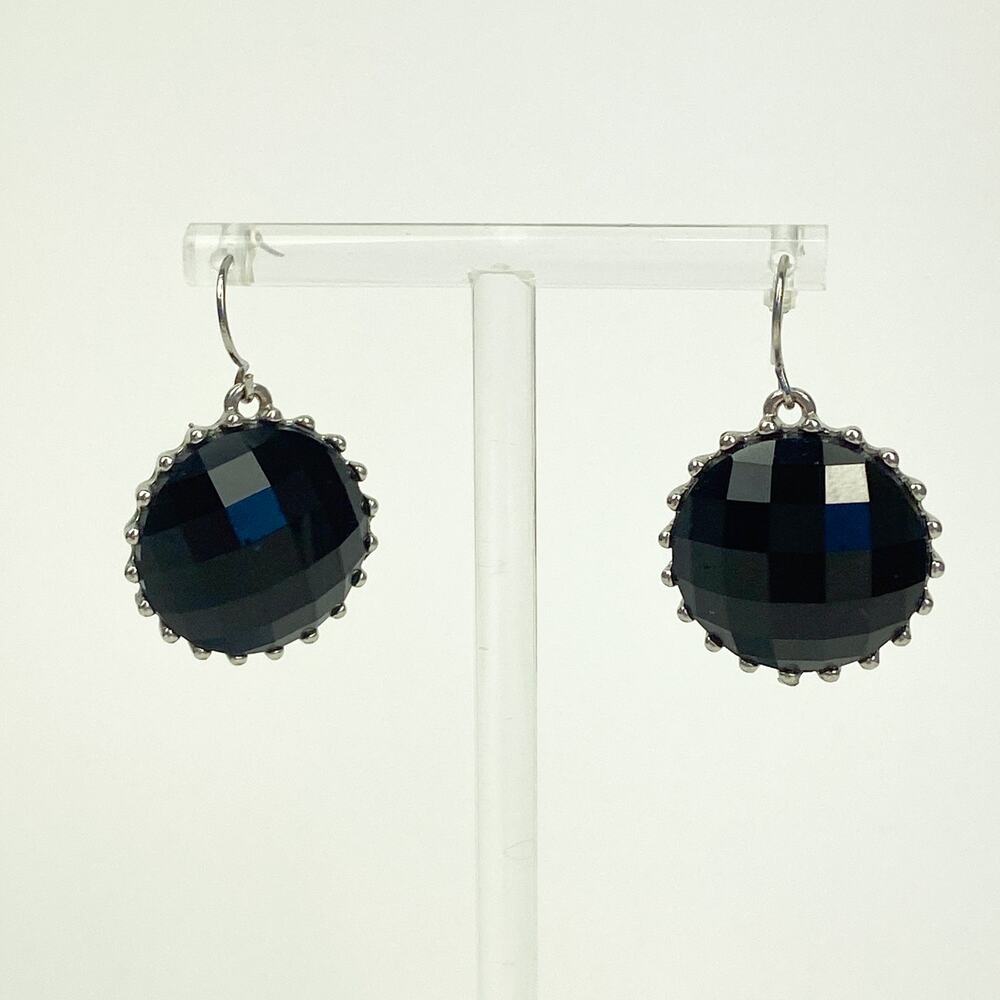 Retro Faceted Black Earrings